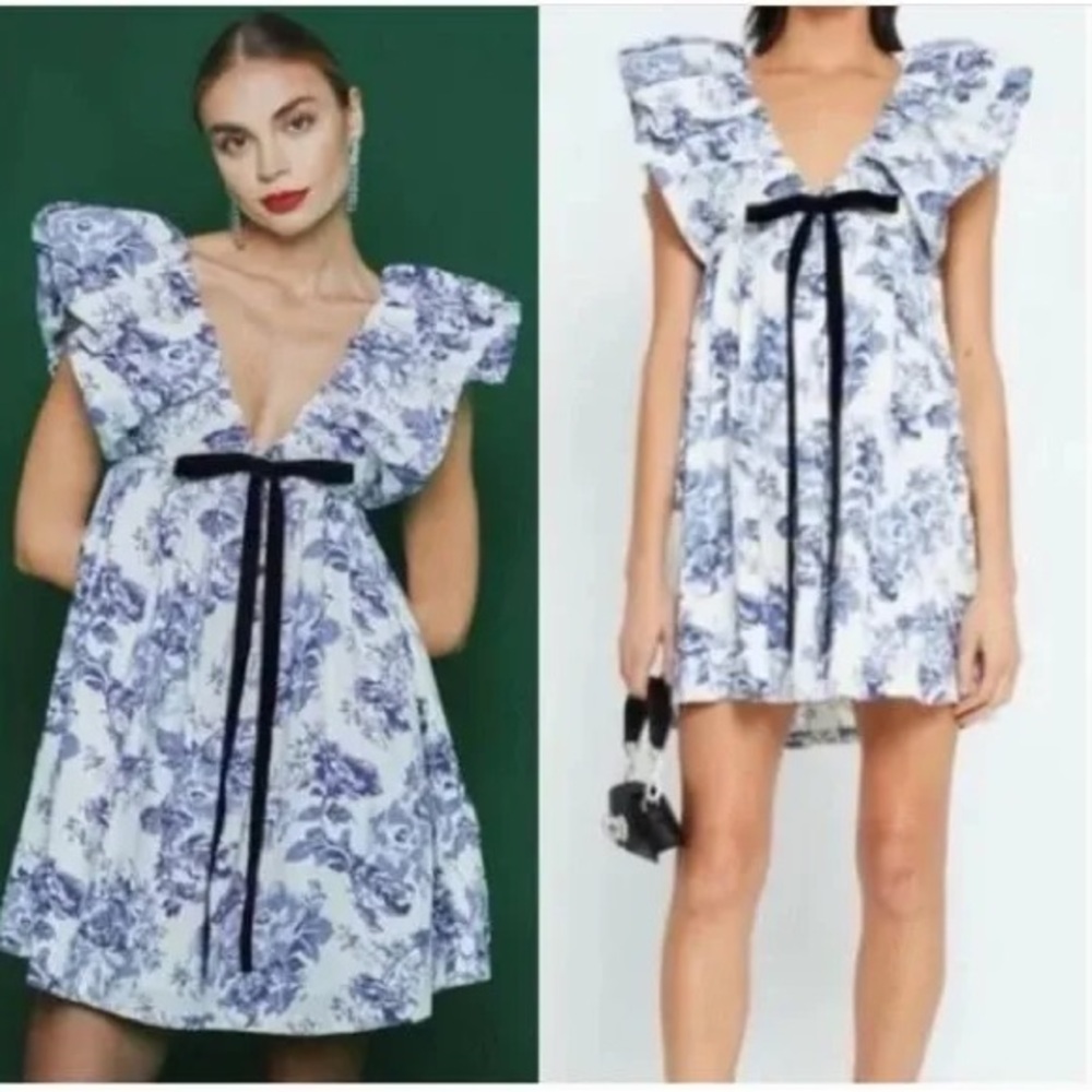 O.p.t. Didi Dress Blue Floral Ruffle